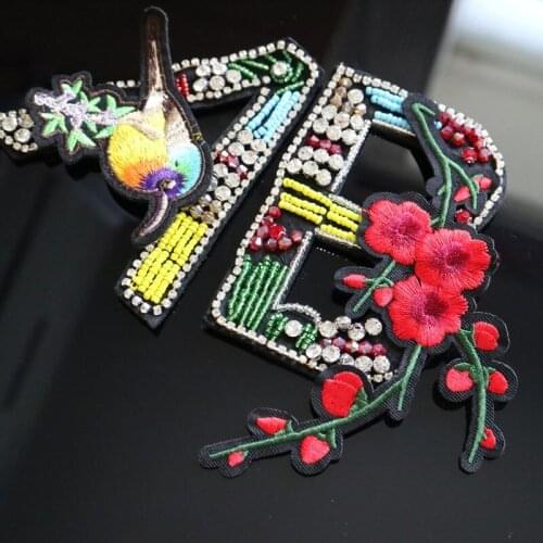 1pc Handmade rhinestone beaded Patches for clothes Sew on A B sequins patch Applique embroidered flower parches bordados para