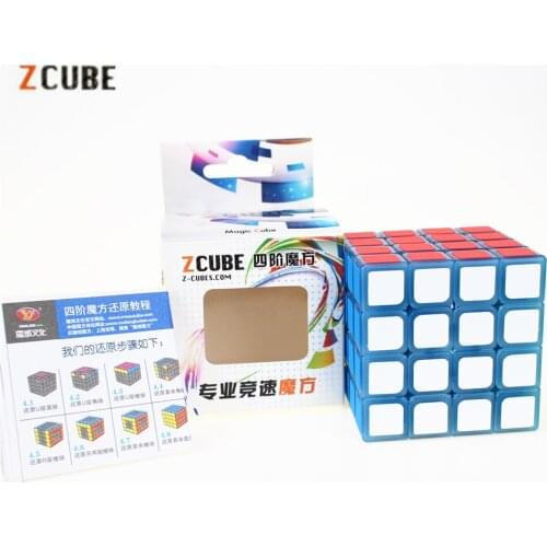 Newest Zcube 4x4x4 Profissional Magic Cube Blue light Transparent Glow Competition Puzzle Cubes cubo Pattern Stickers