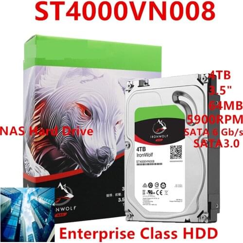 New Original HDD For Seagate Ironwolf 4TB 3.5" SATA 64MB 5900RPM For Internal Hard Disk For NAS Hard Drive For ST4000VN008