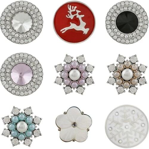 Deer Rhinestone Flower 20mm Metal snap button jewelry DIY bracelet KD1120