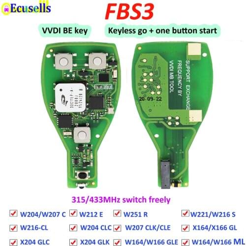 Original Keyless Go FBS3 VVDI BE smart key 3/4 Button 315Mhz 433Mhz One Button Start for Benz W204 W207 W212 W164 W166 W221 X164
