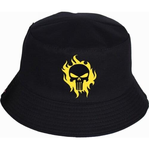 Lovely The Flame Skull Printed Bucket Hats High quality fishermans hat Women Men fisherman hat Outdoor sunshade cap fishing hat