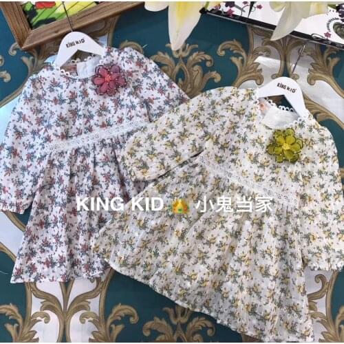 Flower Prints Pull Sleeve Princess Baby Girl Dress 2020New Spring Summer Party Kid Dress For Girl Wholesale Children Clothes Lot