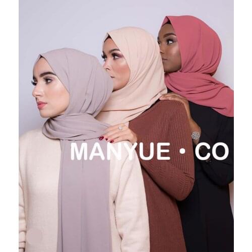 Bubble Chiffon Hijab High Quality Muslim Hijab Scarf Women Soft Long Shawls and Wraps Head Scarves Islamic Headband Arab Turban