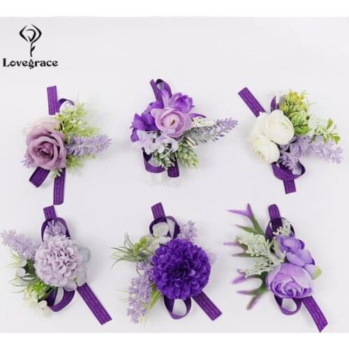 Silk Boutonniere Pins Roses Wedding Corsage Flower Bracelet Bridesmaids Groomsmen Boutonnieres Buttonhole Men Jacket Accessories