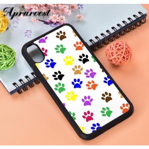 Aprarvest Colorful Paw Pattern Silicone Rubber Phone Case Cover For iPhone 6 6S 7 8 PLUS X XS XR 11 12 MINI PRO MAX