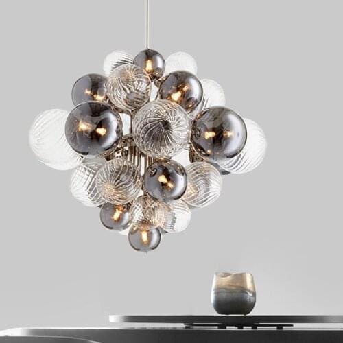 Nordic Luxury Glass Globe G4 LED Chandelier Living Room Metal Pendant Chandelier Lighting Indoor Luminarias Fixtures Lamparas