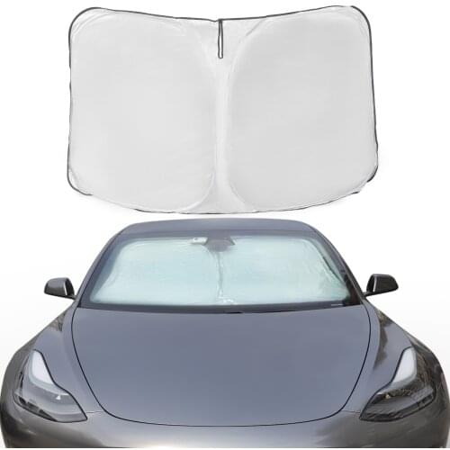 Tesla Model 3/Y Front Windshield Sunshade Portable Folding Front Window Velcro Sun Shade Heat Insulation For Model 3/Y 2021