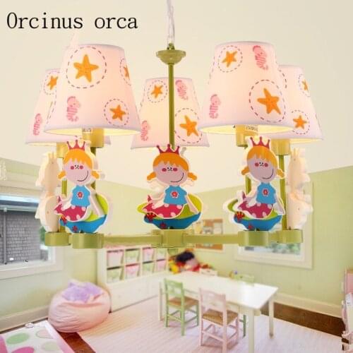 Mediterranean cartoon princess led chandelier childrens room girl bedroom simple lovely creative personality Chandelier