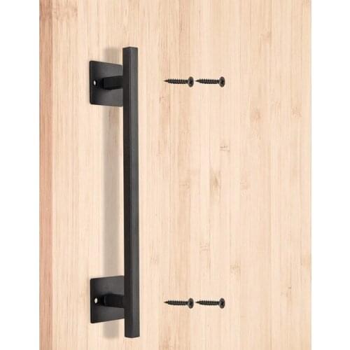 12inch Heavy Duty Steel Black Square Sliding Door Pull Handle for Sliding Barn Door Gates Garages Sheds Furniture