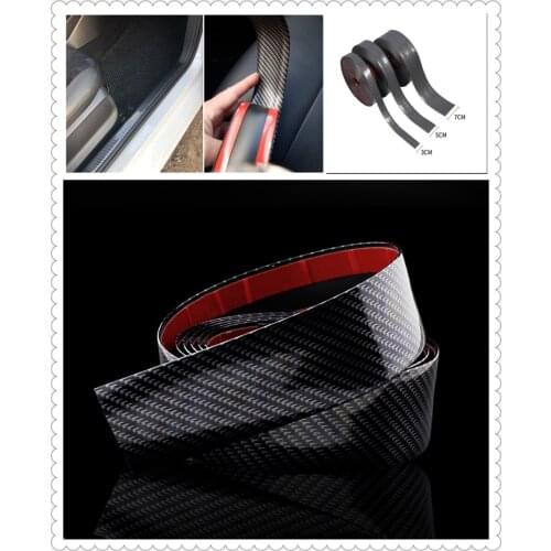 Universal car sticker 5D carbon fiber threshold rubber protection pad for Ford Transit Ranger Mustang Ka Fusion Focus F-150