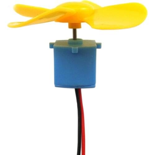 Wind Turbine Generator DIY Kit Micro Motor+Diode Plug Four Blue/yellow plant Paddle Hydraulic Generator