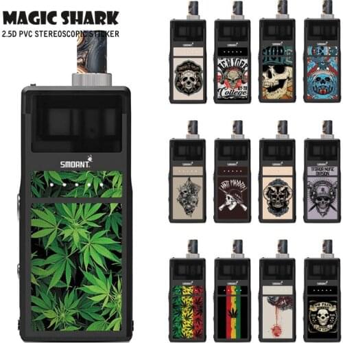 Magic Shark Fashion PVC Stereo 2.5D Leaf Cool Skull Vape Sticker for Pasito Film Case Cover for Smoant Pasito