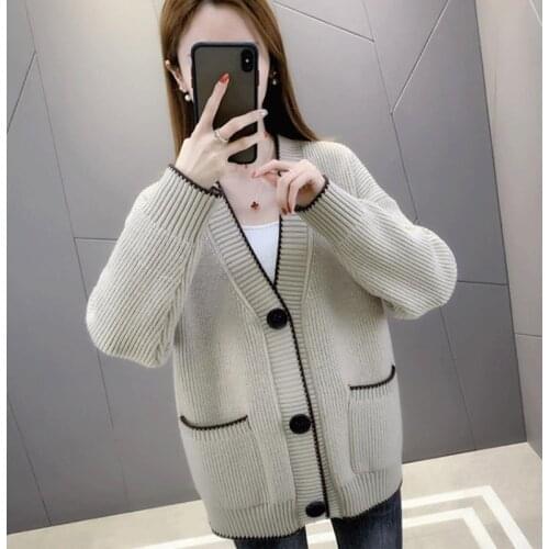 Knit Cardigan Womens Sweater Oversize Cardigan for Women Single-breasted Sweater Woman Coat