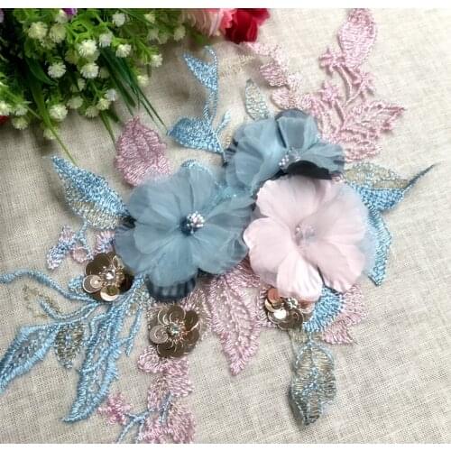 3Pieces Free Shipping High Class 3D Embroidery Flower Patchs for Jean Garment Girl Skirt Wedding Decoration M10502