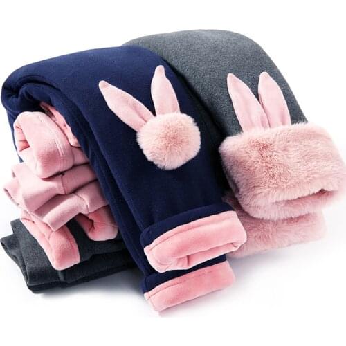 Girls Pure Cotton Padded Leggings Winter Cartoon Cotton Pants Outwear Baby Warm Pants Plush Thickened PANTS NEW Child Trousers
