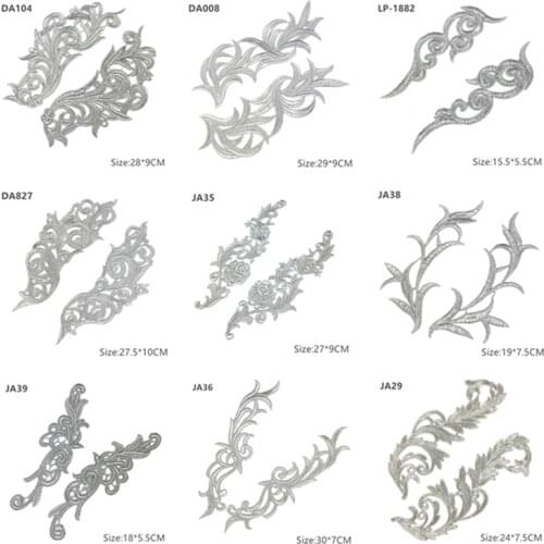 Zsbszc Mirror Pair embroidered patches Silver Floral Guipure Lace Applique patch Sewing for dress JA104 JA35 DA008 JA29 1882