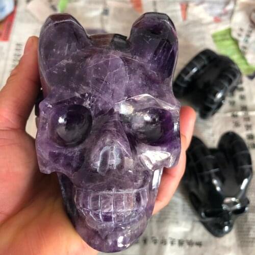 1000g Natural Dream Amethyst Quartz Crystal Skull Carving Healing / China