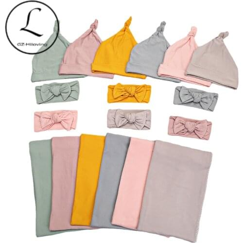 3 PCs Toddler Baby Long Sleeve Romper Girls Boys Solid Cotton Bodysuit with Hat Set Children Spring Autumn Clothes Pajamas Soft