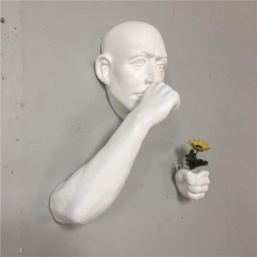 3D Character Sculpture Man Wall Hanging Statues Home Bar Decoration Handicraft European Retro Creative Art Figurine