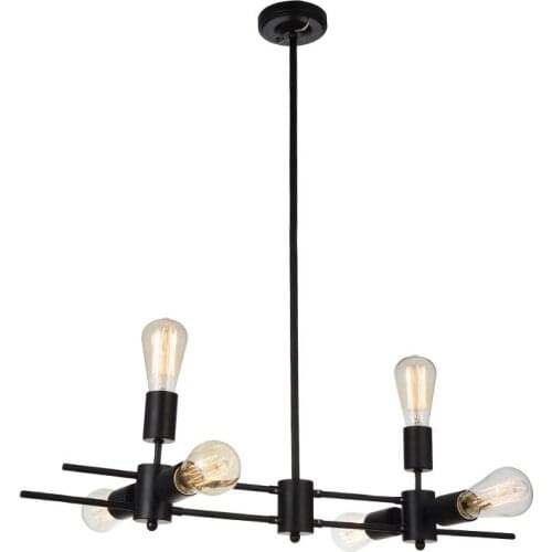American Vintage Matte Black 75cm Kitchen Island Pendant Lamp E27 Bulb Dinning Table Hanging Lighting Fixtures