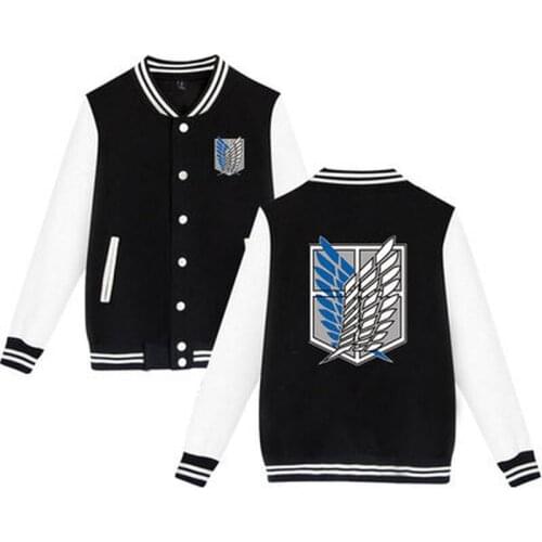 Anime Attack on Titan Baseball Uniform Wings of Freedom Fleece Coat Japan Anime Tracksuit Men Bomber Jacket Winter Streetwear