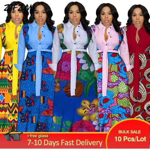 Bulk Items Wholesale Lots Womens Blouse Dresses OL Office Lady Single Breasted Full Sleeve Party Robe Autumn Big Swing Vestidos