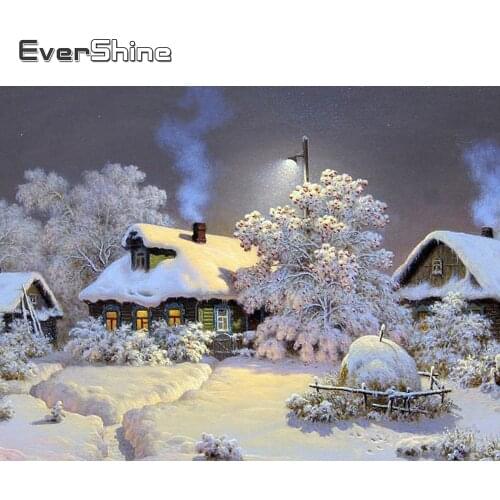 Evershine 5D Full Square Diamond Painting Winter Mosaic Scenery Cross Stitch Needlework DIY Embroidery Full Set Home Decor