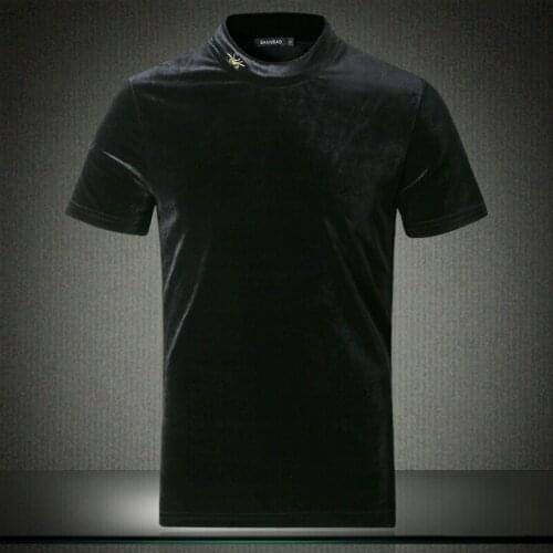T Shirt 5XL Black New Fashion Turtleneck Designer Men T-shirts Embroidery Spider Short Sleeve Cotton Clothing Brown #506