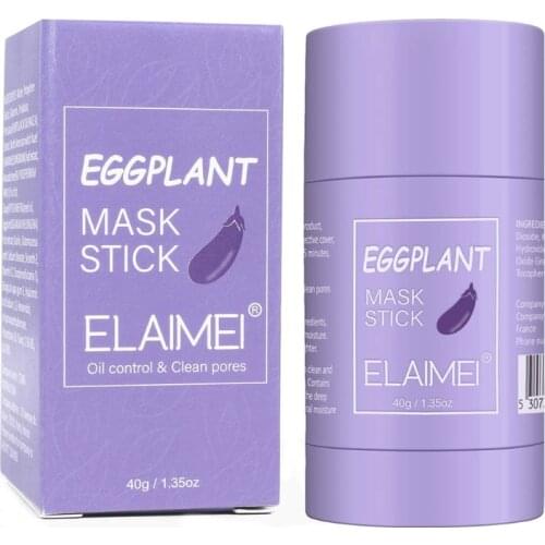H7JC Green Tea Eggplant Purifying Clay Face Mask Stick Deep Cleansing Oil Control 40g