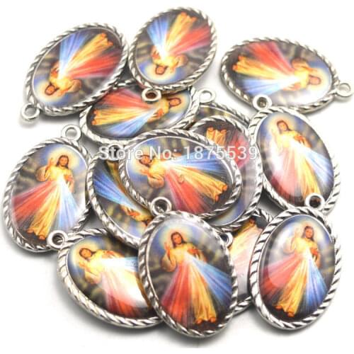 Jesus devine mercy two side same photo 7 catholic figures Lourdes Guadalupe Michael Heart Madonna