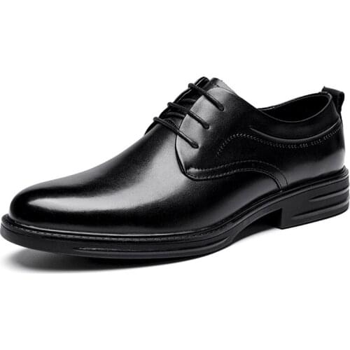 2021Mens Dress Shoes Derbies Style Genuine Leather Low Heel Rubber Spring Fall Europe and America Popular Gentry