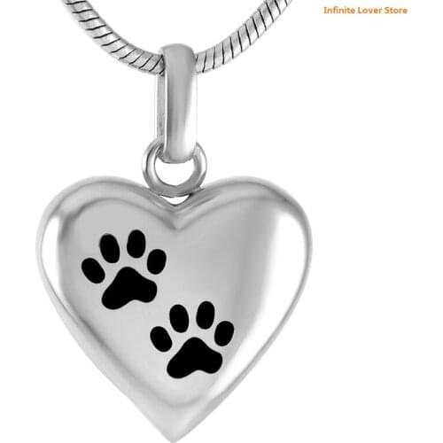 KLH8455-8 Double Dog/Cat Paw Print Stainless Steel Pet Memorial Keepsake Jewelry,Cheap Wholesale Dog/Cat Ashes Jewelry