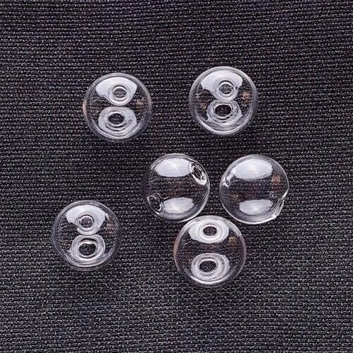 Pandahall 100pcs/lot Approx 13mm Transparent Clear Round Handmade Blown Glass Globe Beads Empty Balls hole: 2mm Wholesales