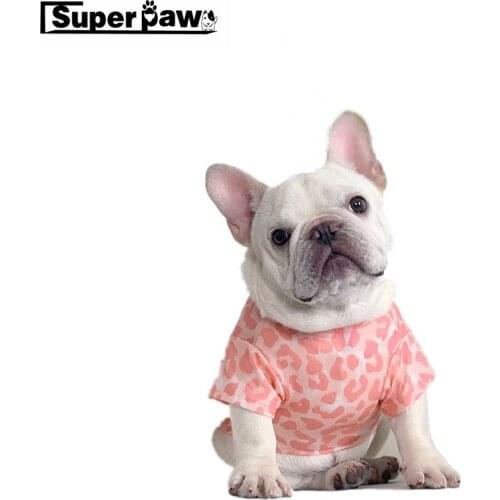 Summer Pet Dog Leopard T-shirt Puppy Vest Cotton Clothes For Small Medium Dogs Schnauzer Pug Corgi French Bulldog WLC01