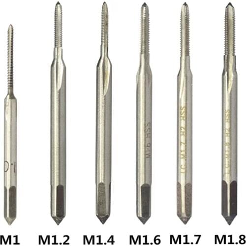 M1-M1.8 Mini Thread Tap Drill Hss 6542 Straight Flute Screw Hole Tap Metric Drill Tap Thread Machine