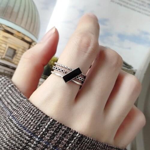 Exaggerated Personality Retro Black Chains Rings For Women Charm Engagement Rings Men Vintage Knuckle Finger Jewelry 2020