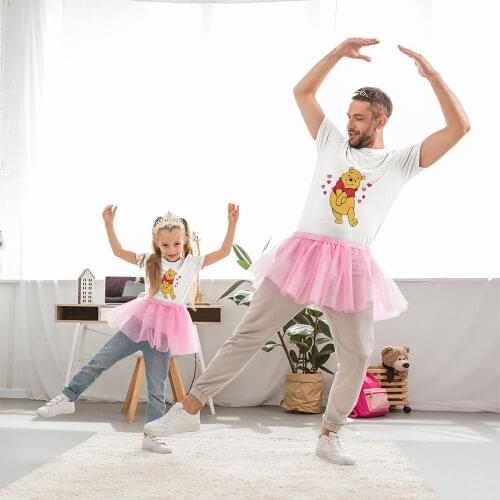 Fashion T-shirt Girl Boy Winnie the Pooh Donkey Eeyore Print Woman Top Short-Sleeved Summer Casual O-neck Family Look Tshirt