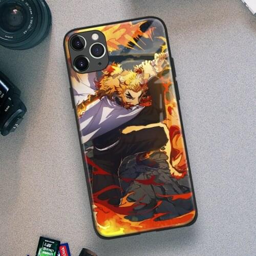 Kyojuro Rengoku Kimetsu no Yaiba Anime Soft TPU Glass Phone Case for IPhone SE 6s 7 8 Plus X Xr Xs 11 12 Mini Pro Max Samsung