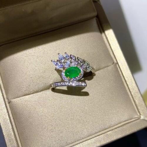 Natural Columbia Emerald Ring for Women Party Fine Jewelry S925 Silver Real Green Gemstones With Certificate May Birthstone JZ02