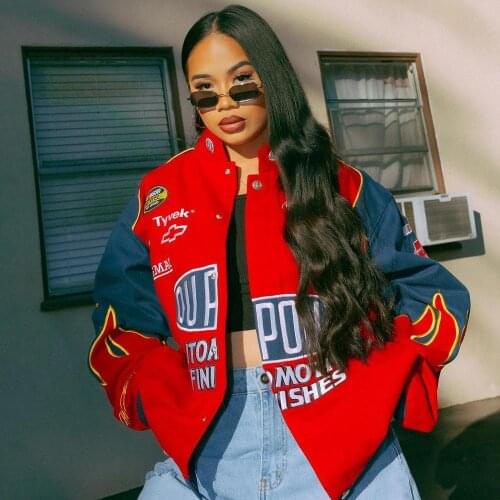 New Plus Size Casual Red Black Sport Letter Printing Oversized Jacket Women Bat Sleeve Thin Coat Outerwear Loose Sport Girls