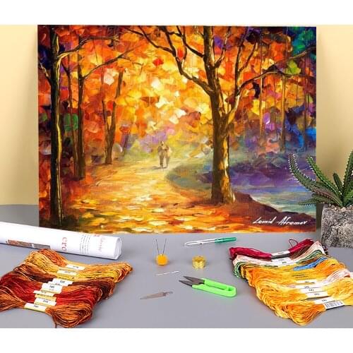 Orange Smoothness Printed Canvas 11CT Cross-Stitch Full Kit DIY Embroidery DMC Threads Needlework Sewing Handicraft Sales