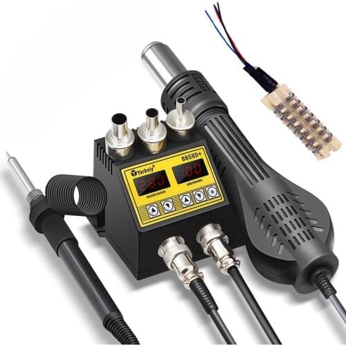 SMD BGA Rework Station Hot Air Soldering Station Hot Air Gun Soldering Iron 2 in 1 8858 8858D+ Soldering Station Repair Tools