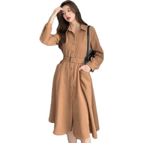 French Retro Platycodon Dress Women 2021 Design Sense Niche Autumn Winter Ladies Temperament High Waist Forest Midi Dresses E492