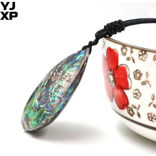 YJXP Natural Double Side Abalone Shell Pendant Handmade Rope Chain Necklace for Women Fashion Charms Jewelry Making 1 Pcs