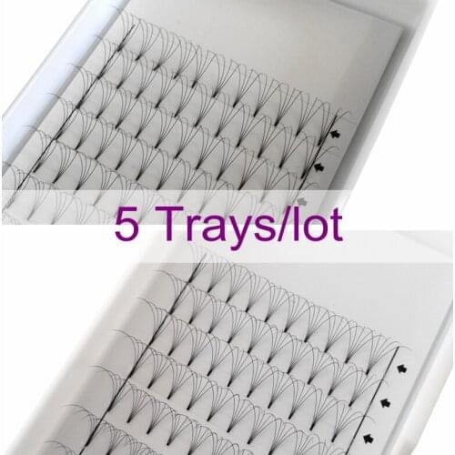 12 Lines 0.07 D Curl 4D 5D False Lashes 5 Trays Premade Russian Volume Fans Faux Mink Eyelash Extensions Makeup Short Stem Cilio