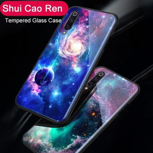 Luxury Glass Case For XiaoMi Mi 9 SE Mi9 SE Starry Sky Space Back Cover For Xiaomi Mi Play Bag Coque