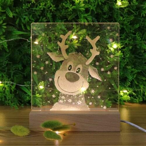 Nordic Wooden Deer Led 3d Lamp Creative Christmas Gifts Bedside Night Light for Children Gift Home Deocration