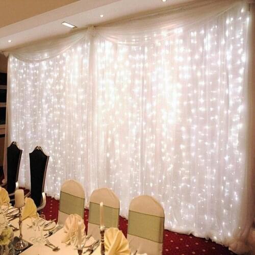Fairy curtain string Light 304Led 3M(L)*3M(W) Xmas Home Window Party Patio Lawn Garden Decor AC to DC 31V Safe Low voltage-White