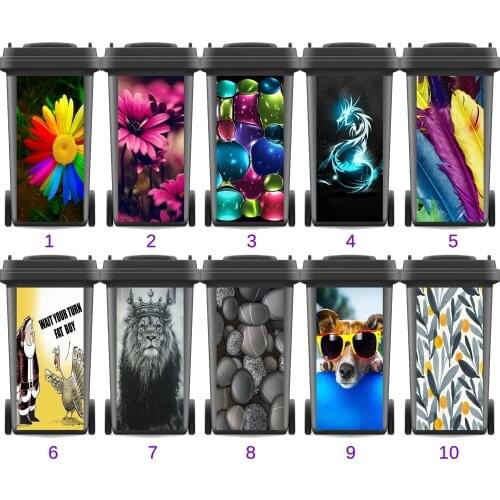 Modern Adhesive Removable Waterproof Sticker Decals Rubbish bin trash can Cover sticker Ktichen Home Decoration120liter 240liter